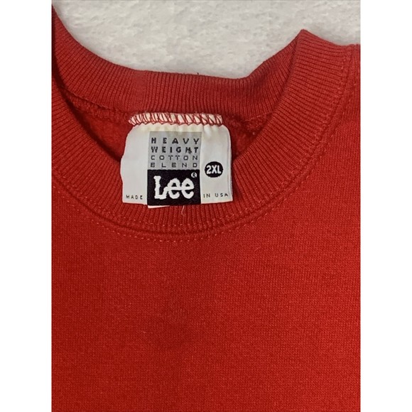 Vintage 90s Lee Sports Blank Sweatshirt Red Crew Neck Pullover USA Made Mens XL - Picture 2 of 9
